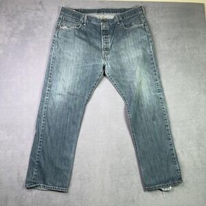 Levis 501 Jeans Mens 40x30 Blue Denim Straight Leg Button Fly Distressed